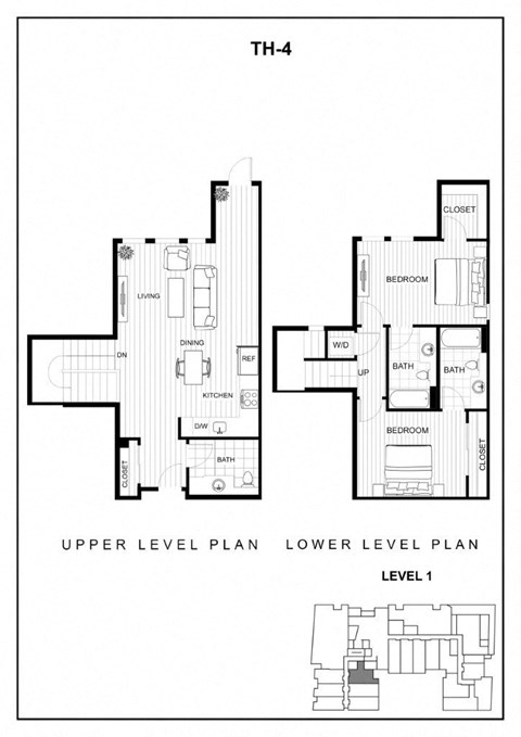 Floor plan for 2 beds, 1.5 baths, 1205 sqft